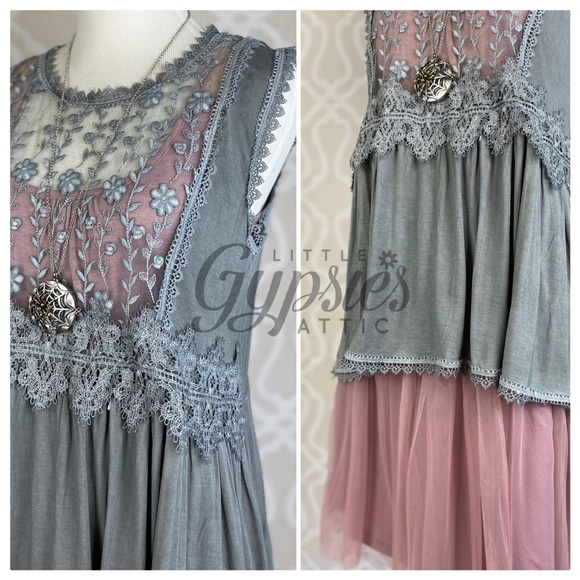 A’reve Dusty Rose Tulle Slip Dress - Picture 7 of 15